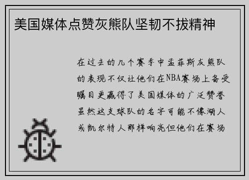 美国媒体点赞灰熊队坚韧不拔精神